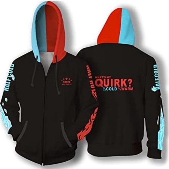 My Hero Academia Shoto Todoroki Half Cold Half Hot Zip Hoodie Sweatshirt Jacket - Picture 2 of 9